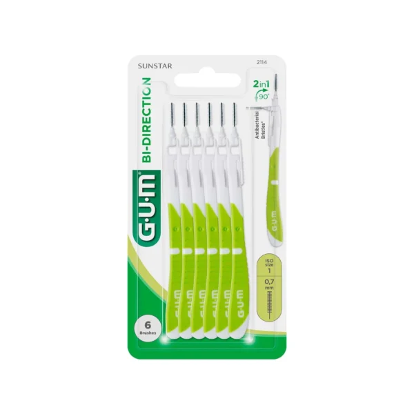 GUM Cepillo interdental Bi-Direction pequeño 0.7mm 6uds